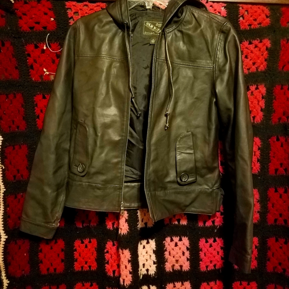 COPY - Old Navy hooded Leather jacket size M